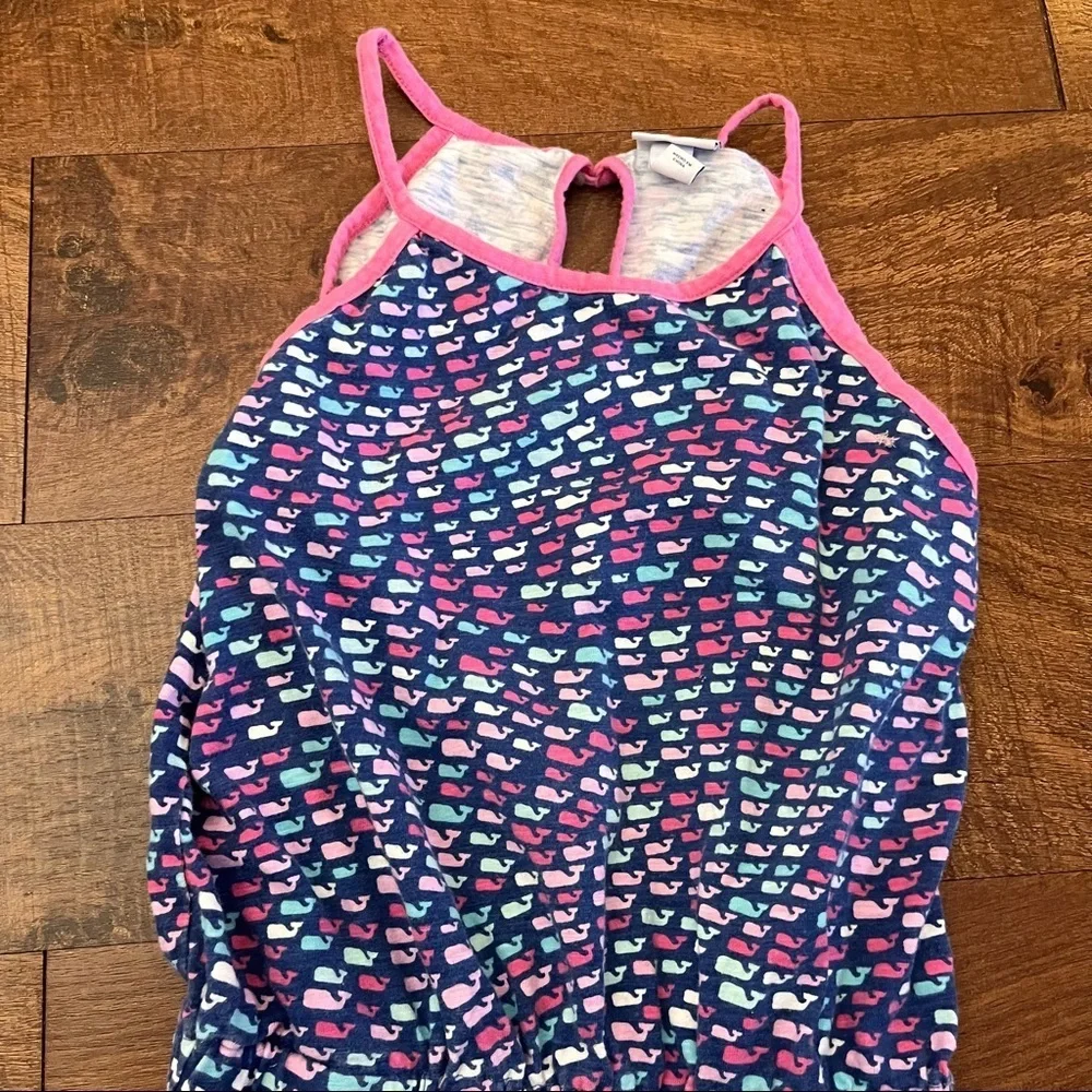 Vineyard vines girls one 1 piece romper Sz large 10/12 pockets pink blue